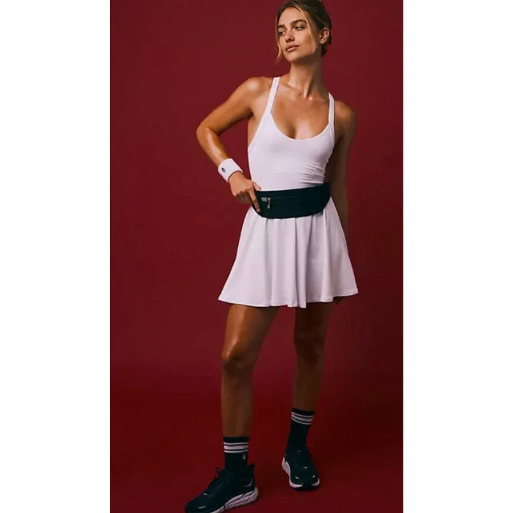 Free People Movement Good Karma Purple Strappy Back Athletic Mini Dress M Tennis